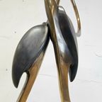 Vintage 50S Messing Kraanvogel Sculptuur Boris Lovet-Lorski / Art Deco Entwined Cranes Sculpture thumbnail 3
