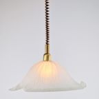 Vintage Zakdoek Hanglamp Glas Messing Verstelbaar Regency 70 thumbnail 4