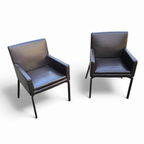 2 X Manet Minotti Arm Chairs 2004 / Dark Brown Leather / Chrome Height 83 thumbnail 3