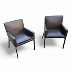 2 X Manet Minotti Arm Chairs 2004 / Dark Brown Leather / Chrome Height 83 thumbnail 2