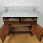 Vintage Frans Dressoir Commode Ladekast Badkamermeubel Met Marmer Blad 302 thumbnail 7