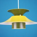 Goed Uitziende Kleurrijke Design Hanglamp *** Volledig Gerestaureerd In Groene En Mosterde Kleur thumbnail 3