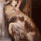 Olieverf Op Paneel, Willem H.a. Teeling - Johanna Schuyt Als Kind Met Hond thumbnail 5