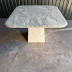 Vintage Carrara Marmeren Eettafel, Italië 1980 thumbnail 5