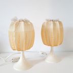 Setprijs 2 Vintage Nachtkastjes Lampen Jaren 70 Tulpvoet Lamp thumbnail 2