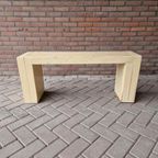 Vintage Halbank Volhout Grenen Bankje Tuinbank Bank thumbnail 2