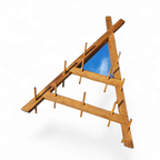 Wooden Wall Coat Rack / Triangular Shape / Triangle Mirror At The Top / 1960s thumbnail 11