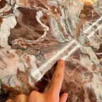 Round Red / Pink Marble Coffeetable With Mid Century Wood Base thumbnail 7