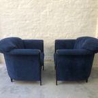 2 Vintage Durlet Fauteuils In Blauw Fluweel (1990s) thumbnail 3