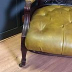Antiek Leren Victoriaans Chesterfield Leesbankje thumbnail 11