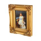 Charmant Schilderij Jong Meisje Gouden Lijst Lady Sybil Primrose thumbnail 10