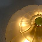 Vintage Plafondlamp, Plafonnière - Bloem-Vorm, Jaren '70, Messing Glas | 01202 thumbnail 2