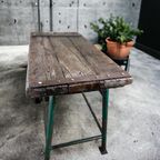 Vintage Industriële Werkbank / Sidetable / Keukeneiland thumbnail 8