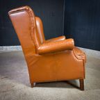 Vintage Cognac Schaapsleren Wingback Oorfauteuil thumbnail 9