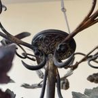Antieke Kaarsen Oogstlamp Kerklamp Kaarsenkroon Met Druiven En Koornaren Messing Frans thumbnail 14