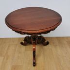 Antieke Ronde Salontafel, Koffietafel Wijntafel Mahonie Hout thumbnail 7