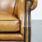 Kwalitatief Goede Schapenleren Fauteuil/Armchair In Een Lichte Cognac Kleur thumbnail 11