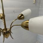 Vintage Sputnik Lamp, 4 Messing Armen En Melkglazen Kappen. - M29 thumbnail 9