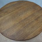 Brutalist Wabi-Sabi Ronde Eikenhouten Salontafel, Nederland 1960'S thumbnail 6