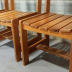 Set Van 4 Vintage Massief Grenen Eetkamerstoelen thumbnail 7