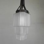 Art Deco Hanglamp Met Getrapte Glazen Kap, Jaren 30 thumbnail 7