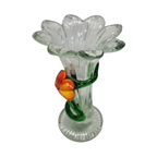 Vintage Glazen Vaas Met Bloemen thumbnail 5