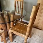 Vintage Boho Bamboe Eetkamerset - Eettafel Met 4 Stoelen thumbnail 12