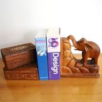 Vintage Houten Boekensteun Met Olifant, Jaren '70 thumbnail 4