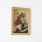 Vintage Schilderij Vaas Met Bloemen Olieverf Op Linnen, J. Vos thumbnail 5