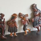 Peruaans Gezin Vintage Houtsnijwerk Muurhangers thumbnail 4
