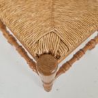 Mid Century Grenen Hoekstoel Met Biezen Zitting thumbnail 3