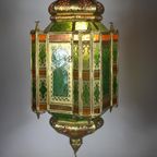 Arabian Hanging Pendant - Green Etched Glass And Tin thumbnail 9