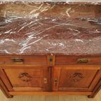 Vintage Frans Dressoir Commode, Ladekast Badkamermeubel Met Marmer Blad 510 thumbnail 16