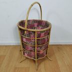 Vintage Wasmand, Opbergmand Prullenbak Van Bamboe thumbnail 7