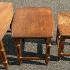 Houten Vintage Nesting Tables Bijzettafels Set Van 3 thumbnail 16
