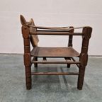 Vintage Safari Stoel Jaren 70 Fauteuil Leren Stoel thumbnail 3