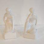 White Glazed Ceramic Bookends thumbnail 5