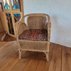 Vintage Rotan Fauteuil Boho Stijl Met Kussen. thumbnail 3