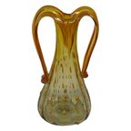 Hand Made Italian Glass Vase (Large)- Amber Colored With Yellow And Orange Details - Excellent Qu thumbnail 2