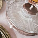 Vintage Draaiplateau Snackschaal Glas Chroom thumbnail 6