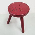 Red French Tripod Stool, 1960S thumbnail 5