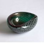 Murano Glass Green Bullicante And Filigrana Bowl. thumbnail 3