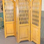 Vintage Houten / Grenenhout Kamerscherm, 4 Panel thumbnail 3