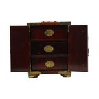 Chinese Juwelenkist Met Lades Sierraden Doos Jade Palissander Messing thumbnail 13