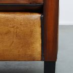 Geweldige Schapenleren 2 Zits Art Deco Design Bank Met Hout En Met Zwarte Biezen thumbnail 17