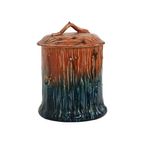 Antieke Barbotine Majolica Pot Met Deksel Organisch Art Nouveau thumbnail 7