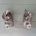Paar Wandlampen Van Geborsteld Aluminium, Jaren 70 thumbnail 7