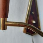 Deens Midcentury Wandlampje Van Teak En Messing, thumbnail 5