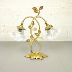Bronzen Tafellamp Met Iriserend Opaline Glas thumbnail 2