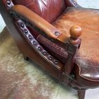 Bijzonder Stoere Vintage Bibliotheekfauteuil Met Studs thumbnail 12